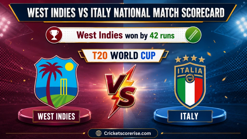 west indies cricket team vs italy national cricket team match scorecard